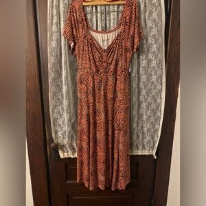 Orange Patterned Women's Dress